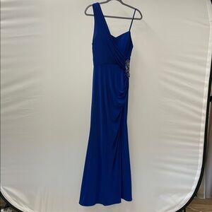Elegant Cobalt Blue Evening Gown one shoulder